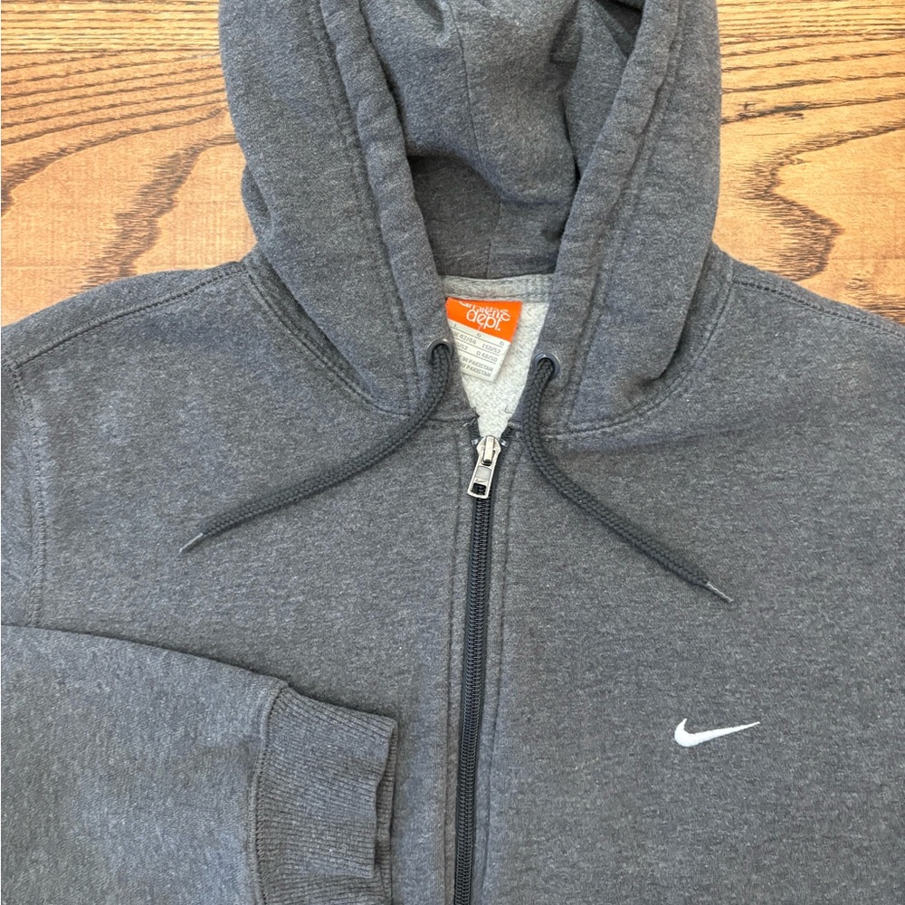Vintage Y2K Nike The Athletic Dept.‎ Grey Full Zip Swoosh Hoodie Sweatshirt
